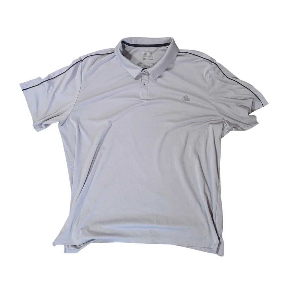 Adidas Polo‎ Shirt Mens 2XL Gray Performance Golf Short Sleeve Preppy